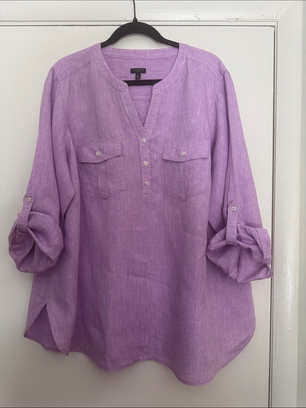 Talbots Lavender 100% Linen Pullover Tunic, Sz 2X - Picture 5 of 5